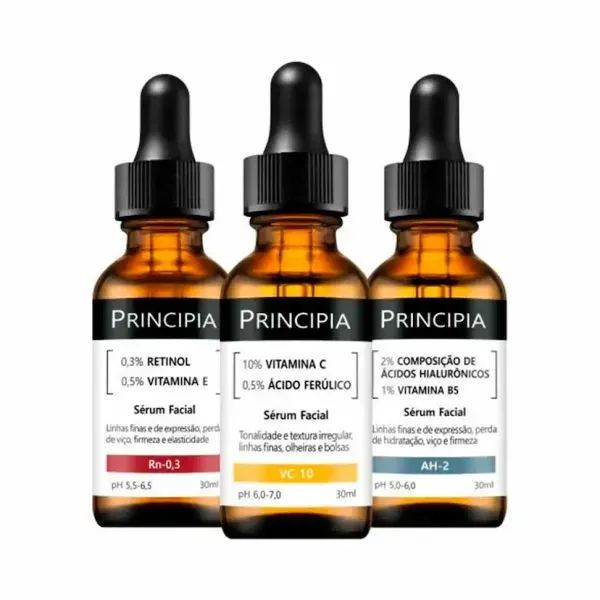 Kit Principia Trio Essencial Sérum AH-2 + VC-10 + Rn-0,3 3 Unidades
